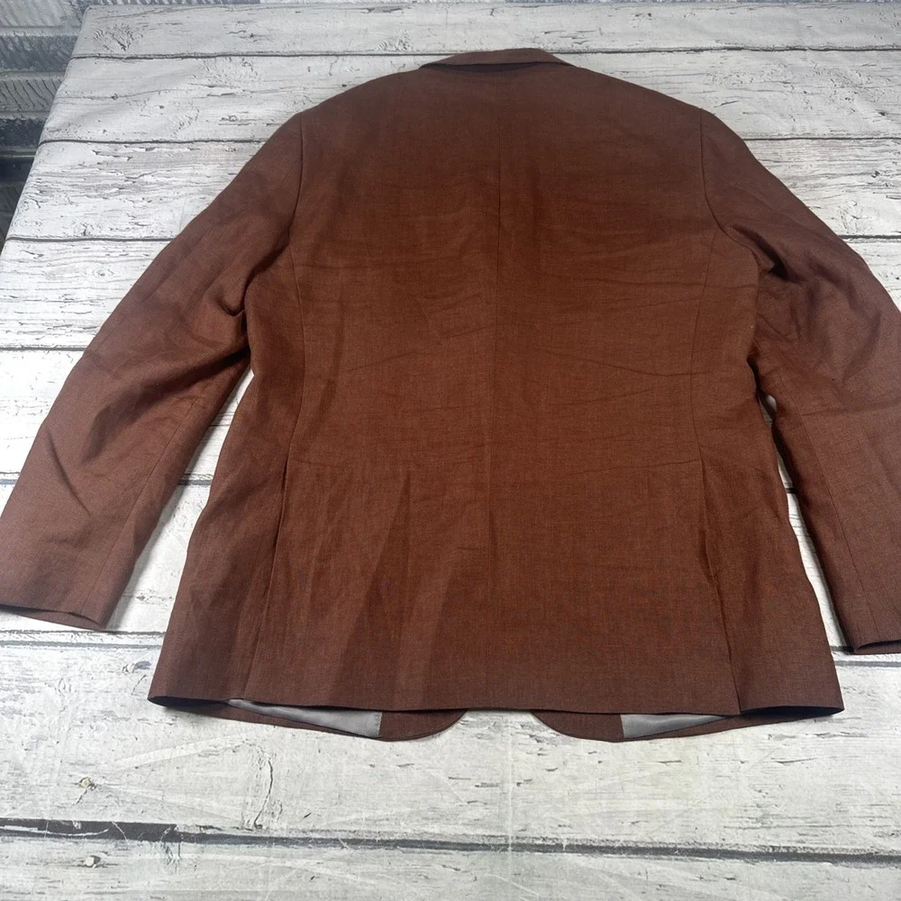 Charles Tyrwhitt Blazer Mens 42R  Slim Fit  100% Linen Sport Coat Jacket Brown